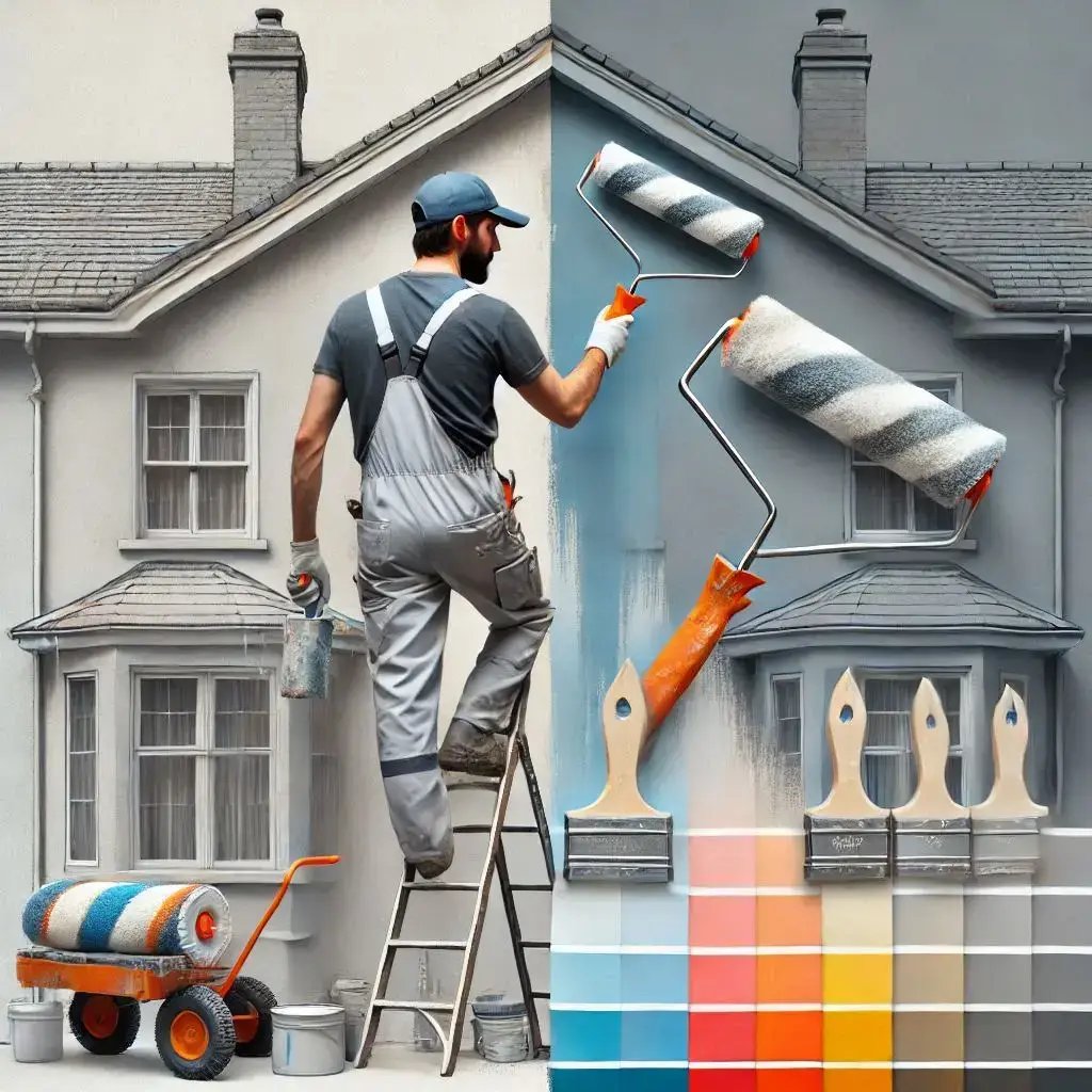 Fachada renovada con pintura de alta calidad en Quito.