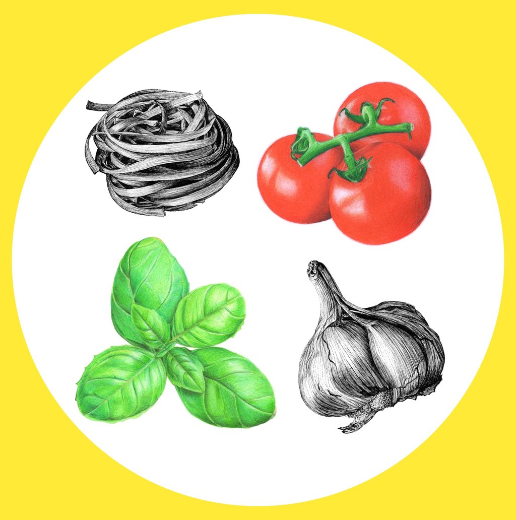 Pasta ingredients illustration