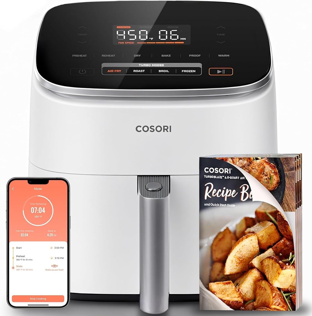 Cosori 9-in-1 TurboBlaze Air Fryer 6 Qt, Premium Ceramic Coating, 90°–450°F, Precise Heating