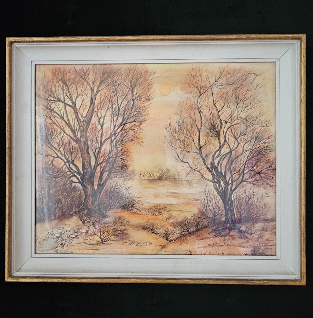 L’aube dorée - huile sur panneau - Solange Latteur