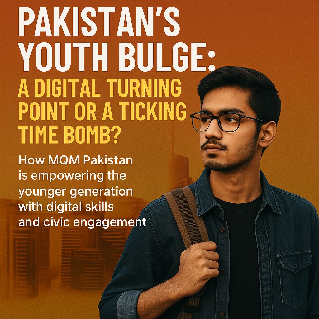 Young Pakistani men and women using digital devices, symbolizing youth empowerment, digital literacy, and the future of Pakis