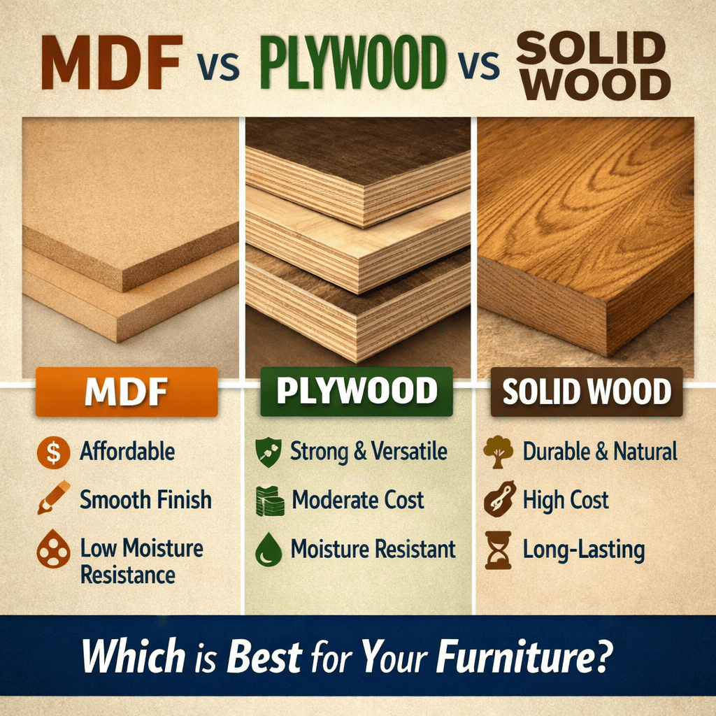Comparing MDF, Plywood & Solid Wood: Which Material Is Best for Your Furniture?