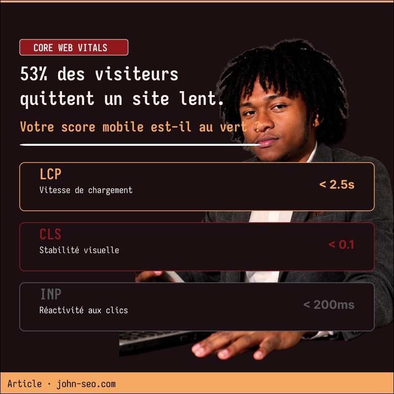 Core Web Vitals LCP CLS INP seuils 2026 — John SEO consultant SEO technique PME Madagascar