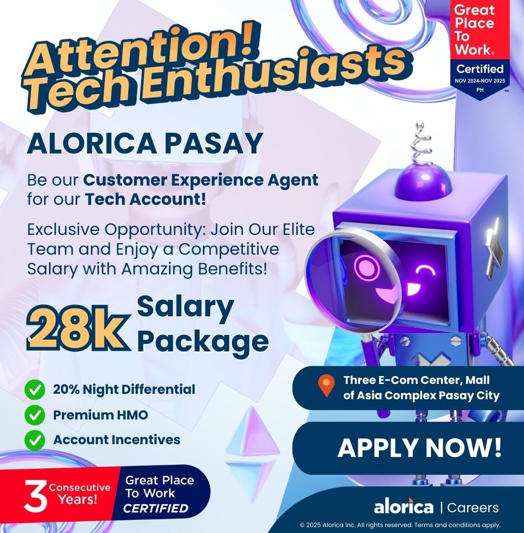AloricaMOA Pasayjobs BPO Callcenterjobs jobsnearme workfromhome hiring jobs tagalog account