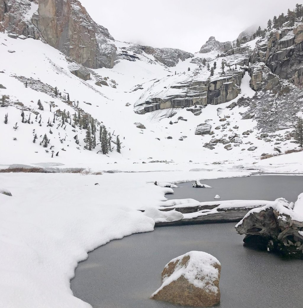 Lower Boy Scout Lake in January, Mount Whitney Mountaineer’s Route, California