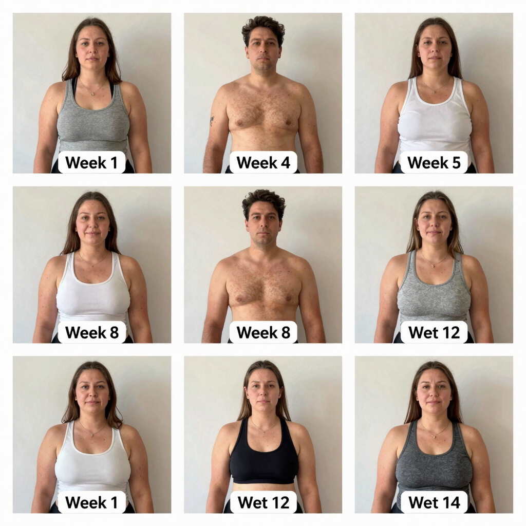 12-week intermittent fasting weight loss before and after progression showing success with GLP-1 sup