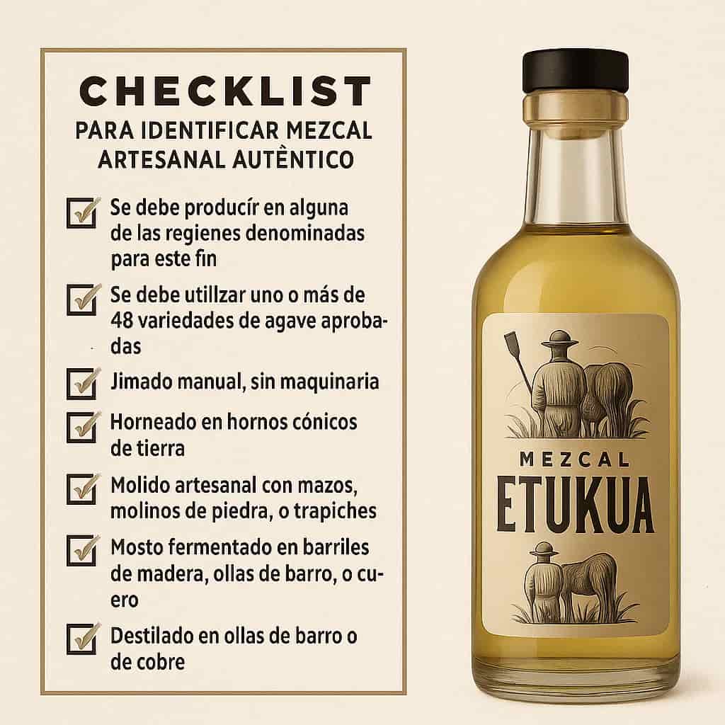 Imagen de checklist con elementos para verificar autenticidad de mezcal artesanal
