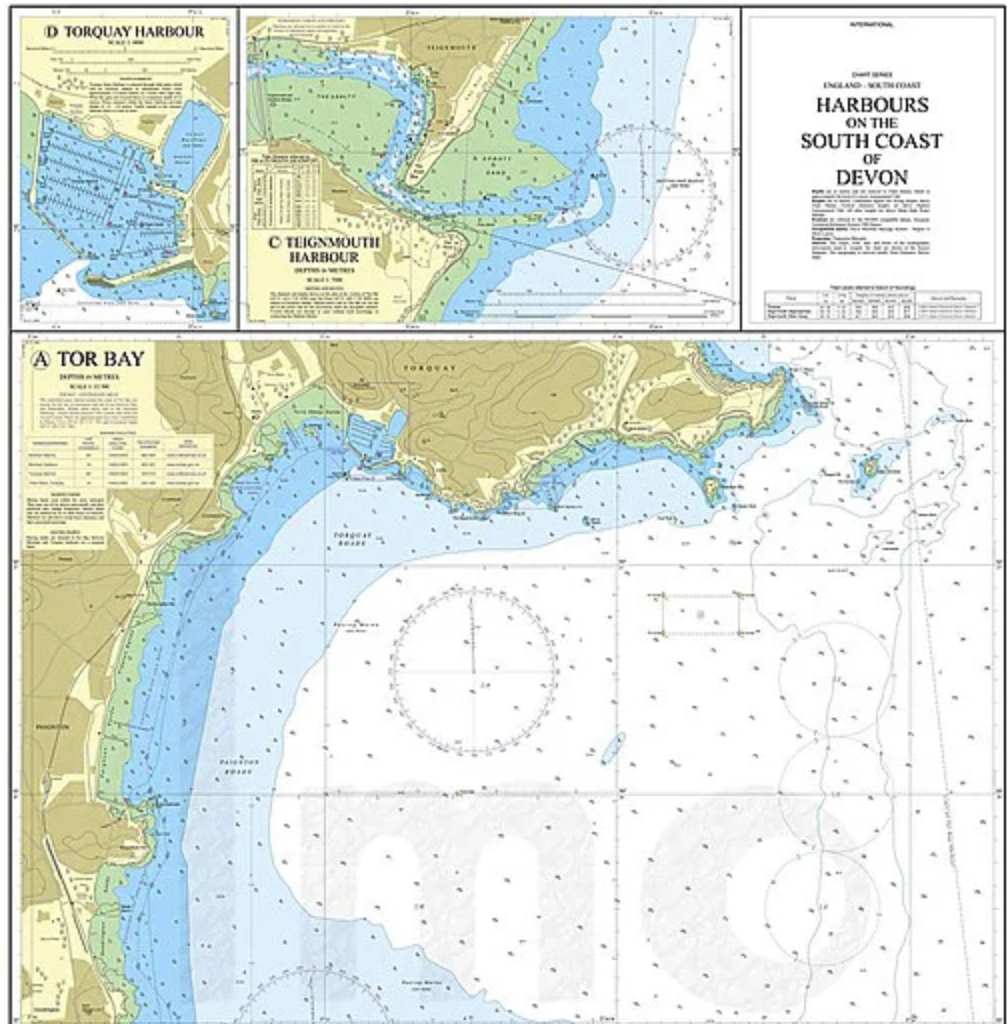 A chart showing South Devon harbours