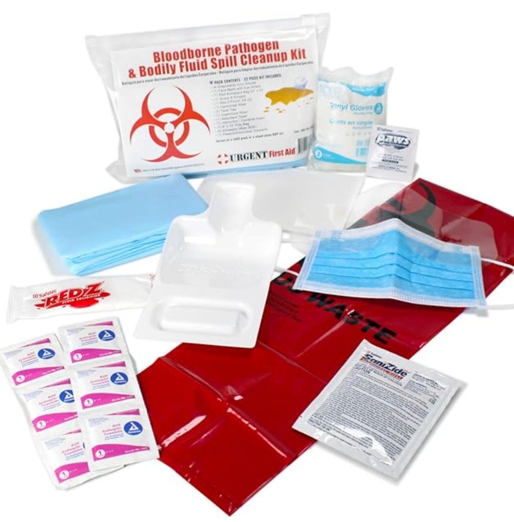 Urgent First Aid 22 Piece Bodily Fluid Clean Up Pack/Bloodborne Pathogen Spill Kit