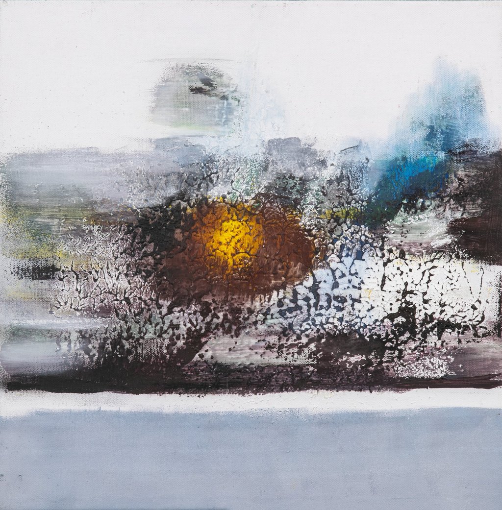 Landscape series/ Sunspot below/200euro/2024/ 40x40/Acryl painting, mixed media 
