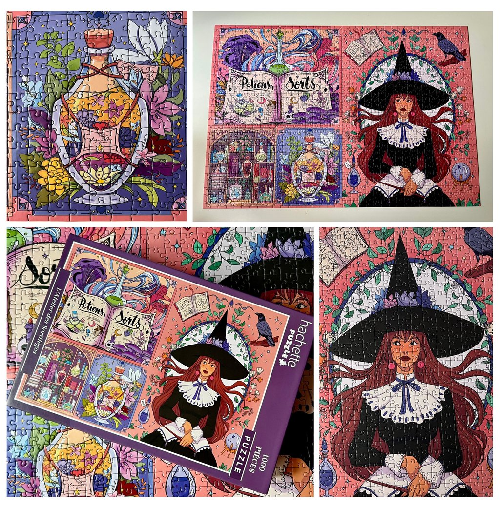 a puzzle piece puzzle piece with a picture of a witch