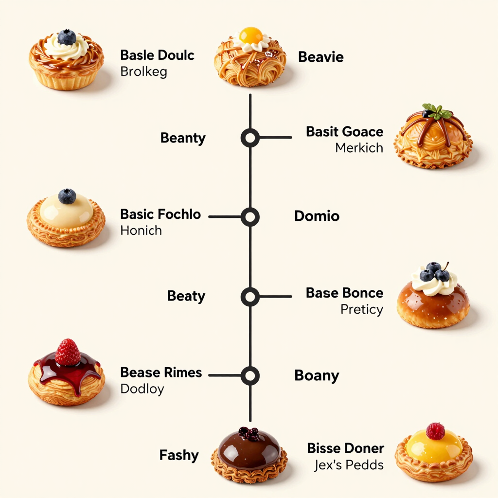 A warm, inviting bakery kitchen with a timeline of photos showing the evolution of the bakery from its early days to now.