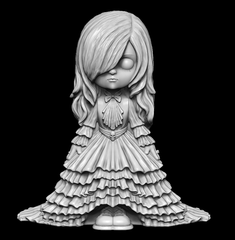 Stylised gothic girl character sculpt designed through custom 3D sculptural services
