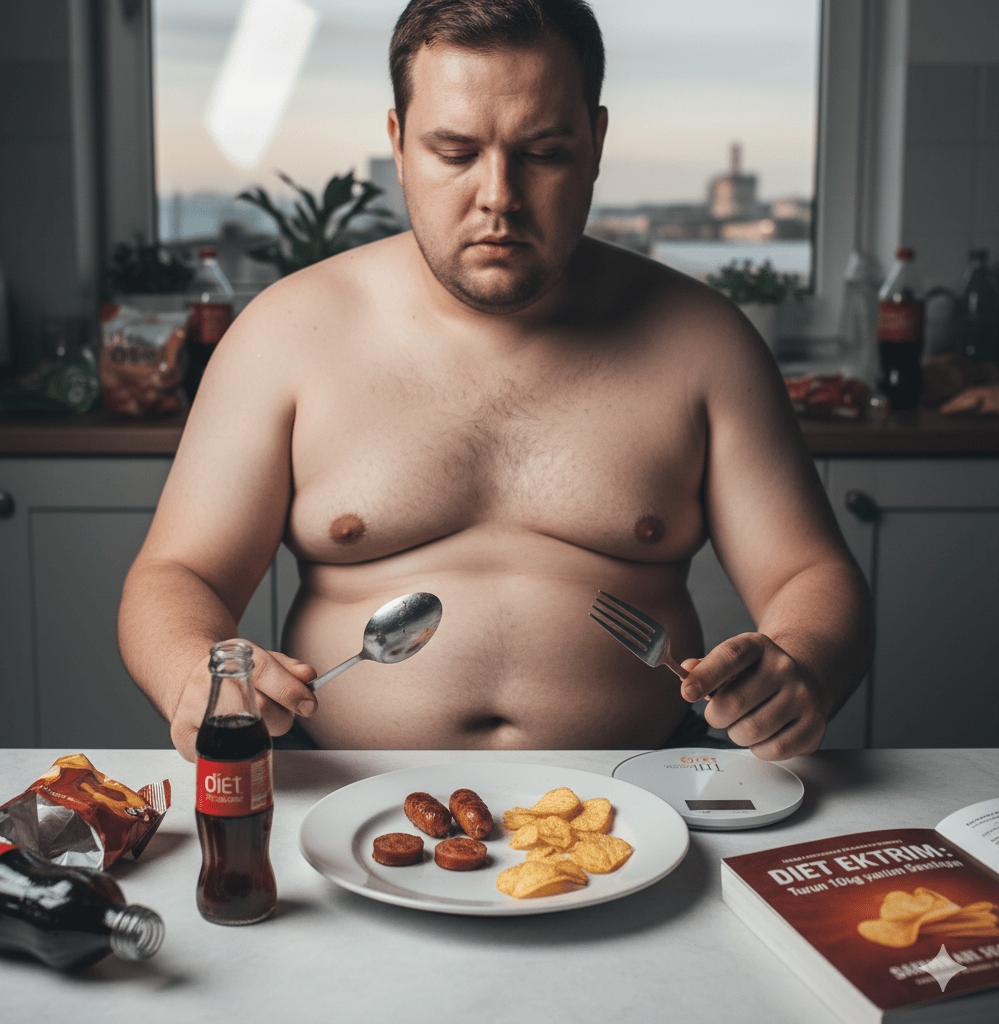 seorang laki laki makan sedikit mau turun berat badan