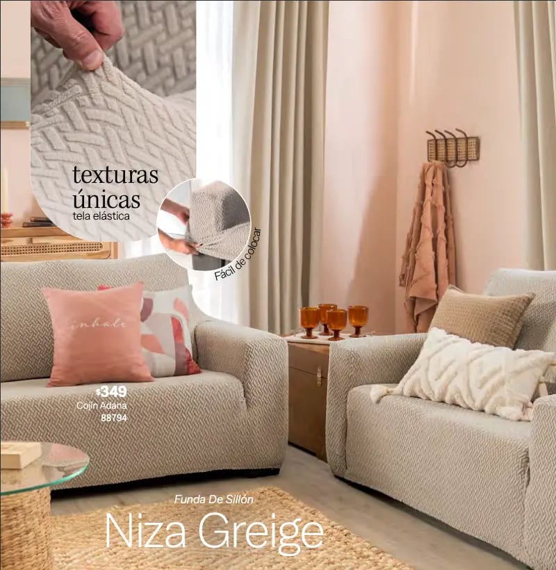 Funda de sillon modelo Niza Greige de la marca Vianney