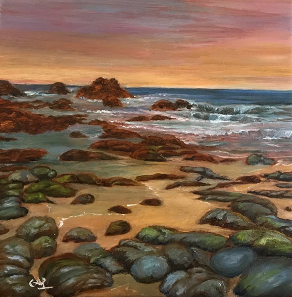 Tide Coming In, Oils on Copper by Clare Littleton