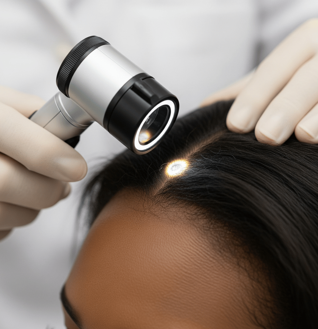 Análise capilar com dermatoscópio no We Hall Beauty em Bauru