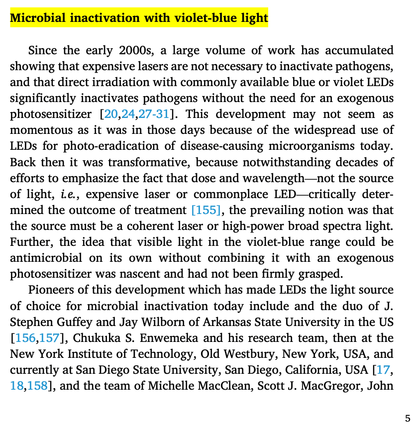 an excerpt from a research article on the effects of blue light on microbial inactivation