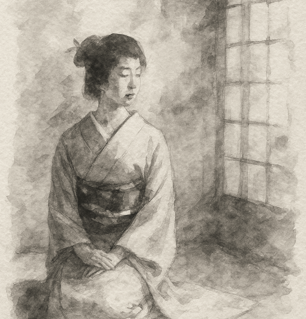 Traditional Japanese sumi-e ink painting, minimalist brushwork on rice paper, expressing nature and 