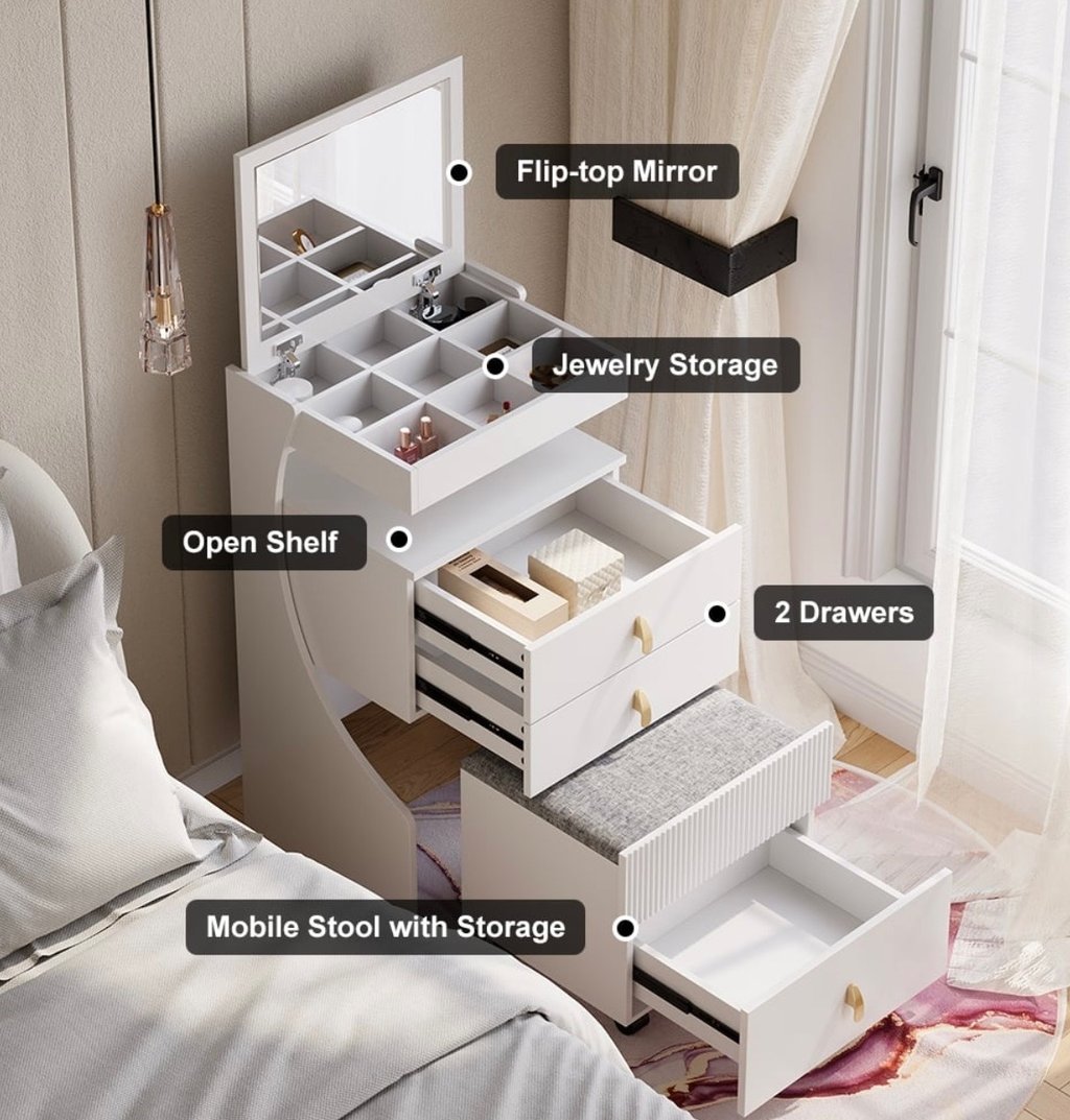 Cute transforming cabinet turns into vanity with a ton of storage