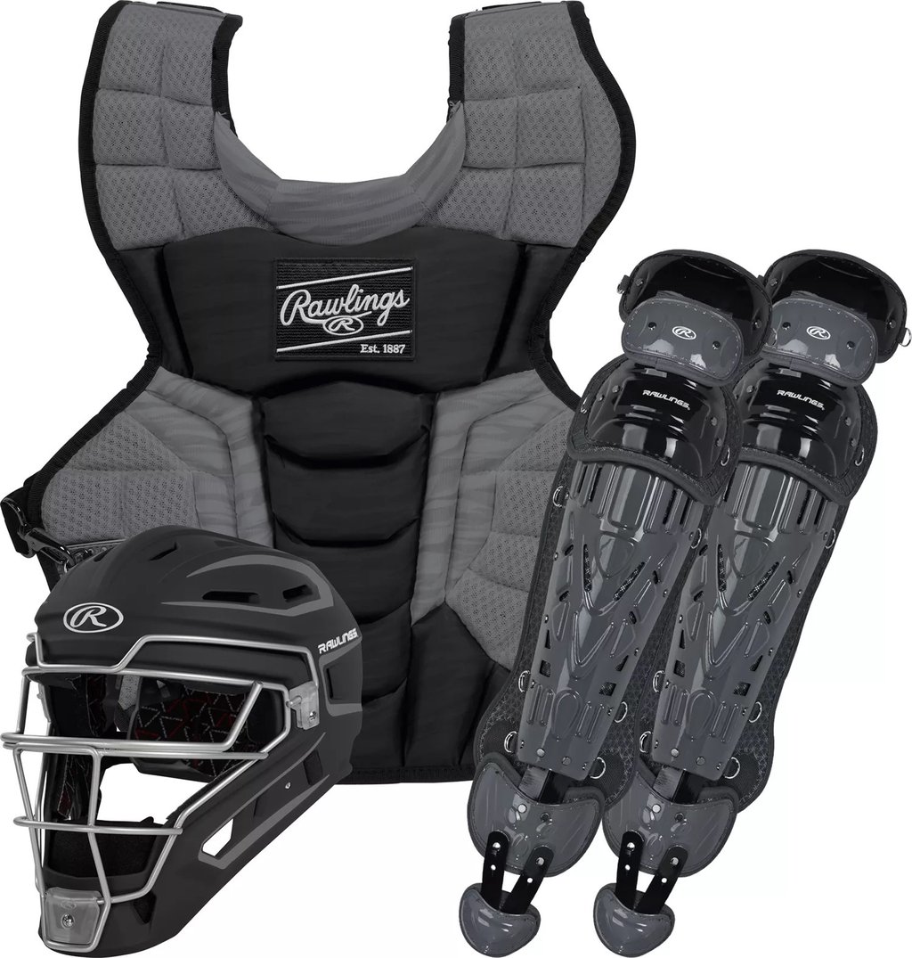Rawlings VELO 2.0 catcher gear set helmet chest protector leg guards
