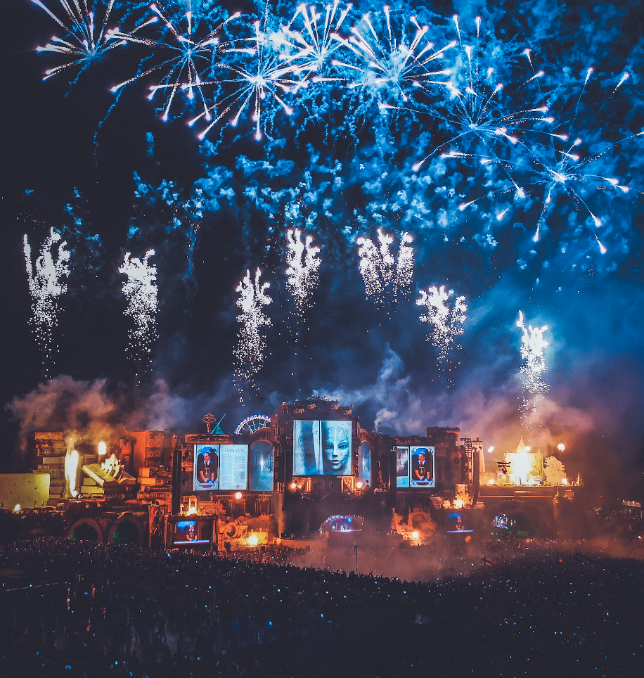 music festival with fireworks