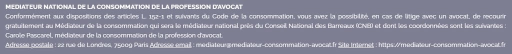 Médiateur national de la consommation de la profession d'avocat