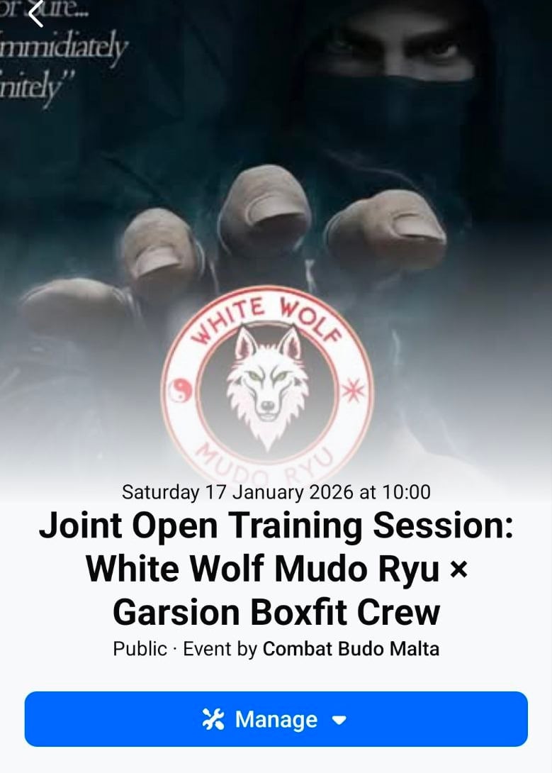 White Wolf Mudo Ryu and Garsion Boxfit Crew joint open training martial arts event in Malta.