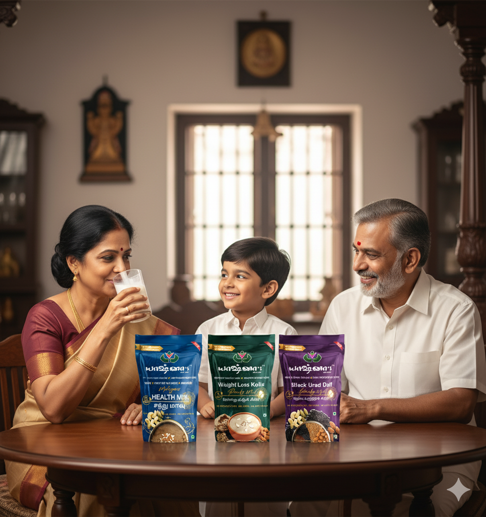 A grand father, grand mother and grand child with yashnas product range