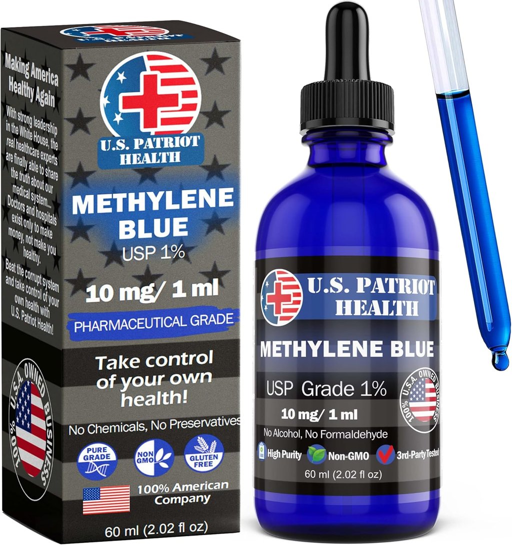 U.S. Patriot Health brand Methylene Blue bottle and dropper