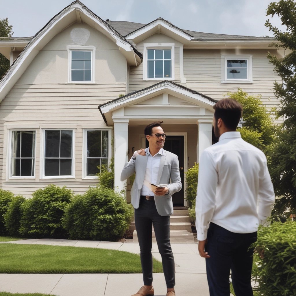 Real estate agent helping his customer