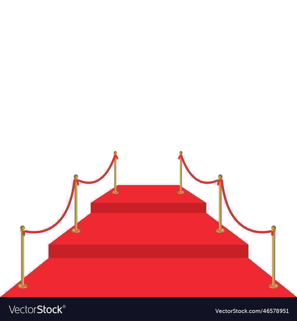 a red carpet with a red carpet and rope rope