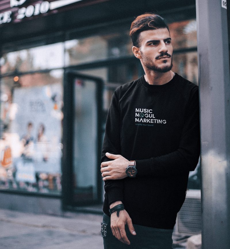 Model wearing branded clothes