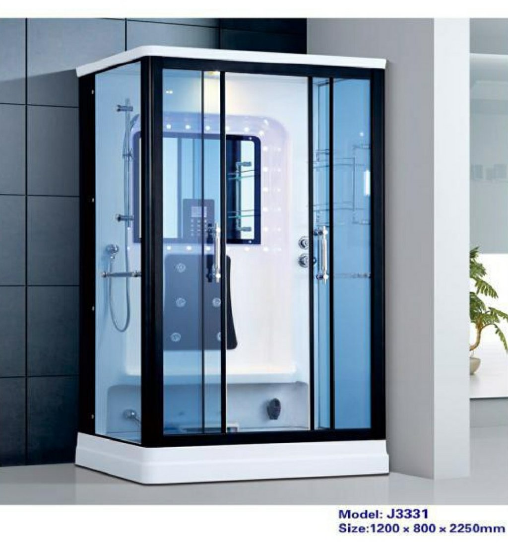 a modern shower room with a glass shower