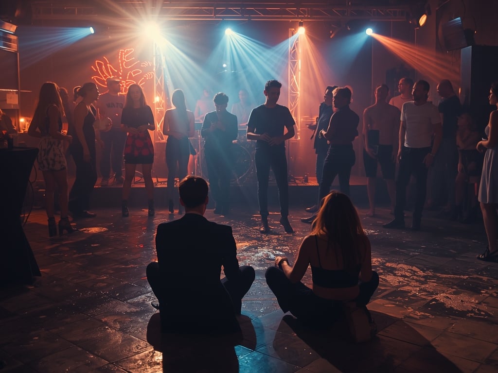 Festa com convidados desanimados e ambiente sem energia