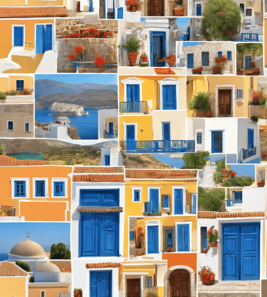 a collage of a collage of many different colored doors