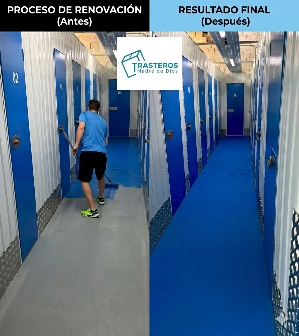 Pintado el suelo de Trasteros Madre de Dios