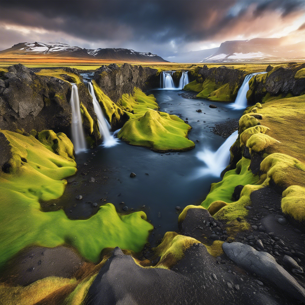a waterfall in iceland with a cloudy sky