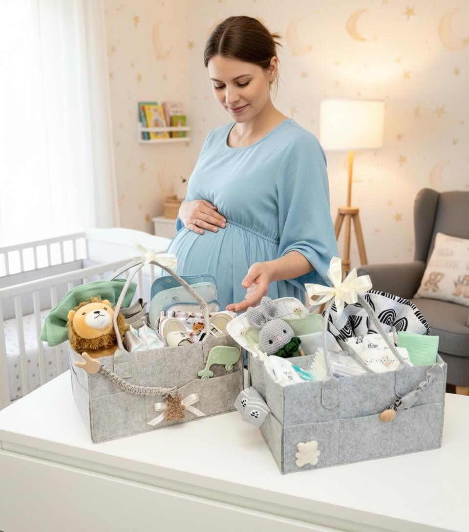 Krepšelis nėštukei, būsimai mamai. universalus su  kūdikio higienos priemonėmis, aksesuarais