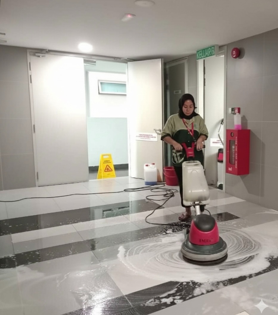 Professional floor scrubbing services by TOT Cleaning & Landscape Service experts.