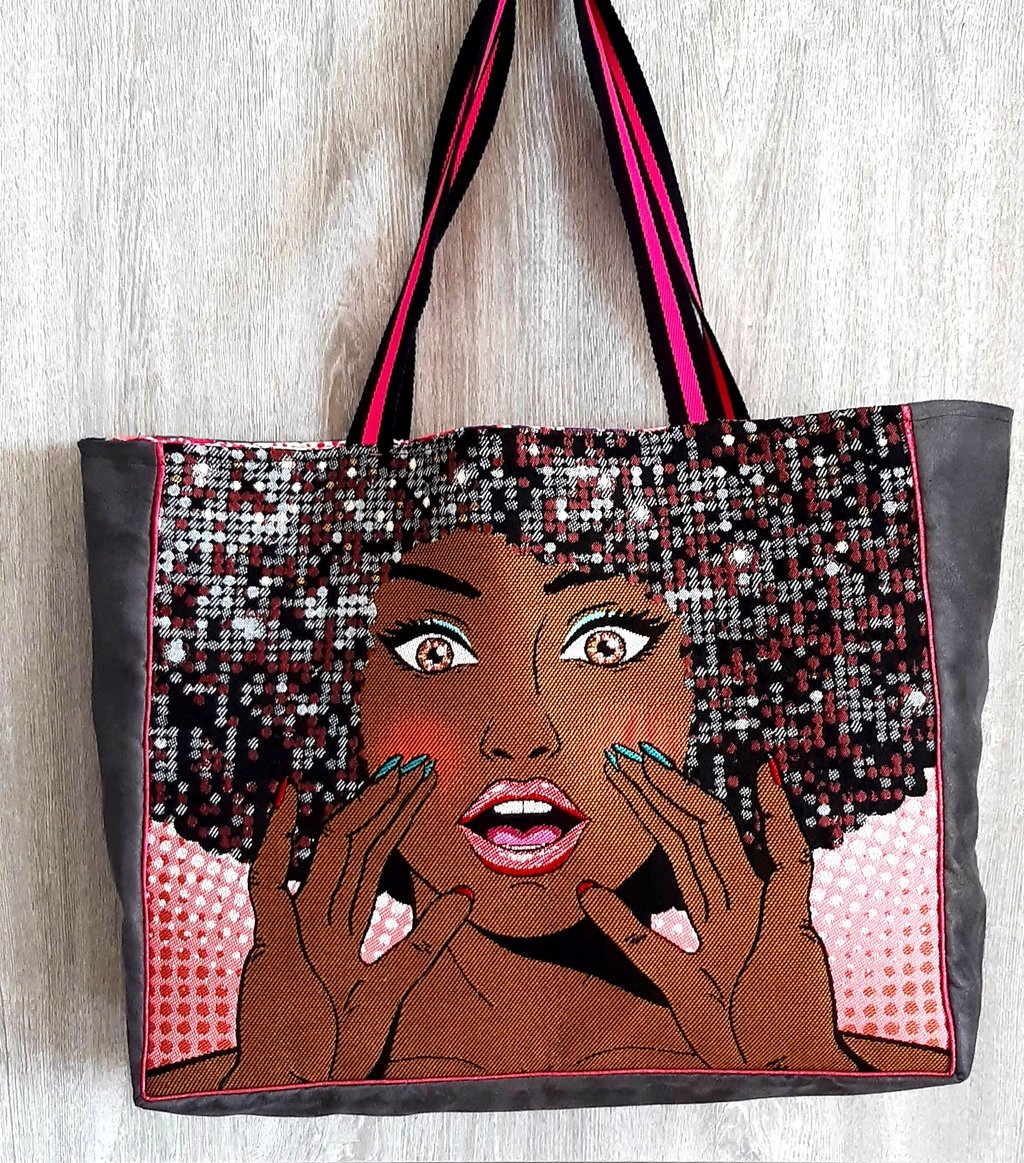 sac cabas porté épaule en tissu suédine Woman