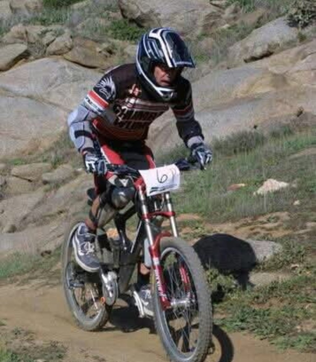 My dad racing downhill in Fontana around the era we were riding Azonic gear and DH-specific saddles
