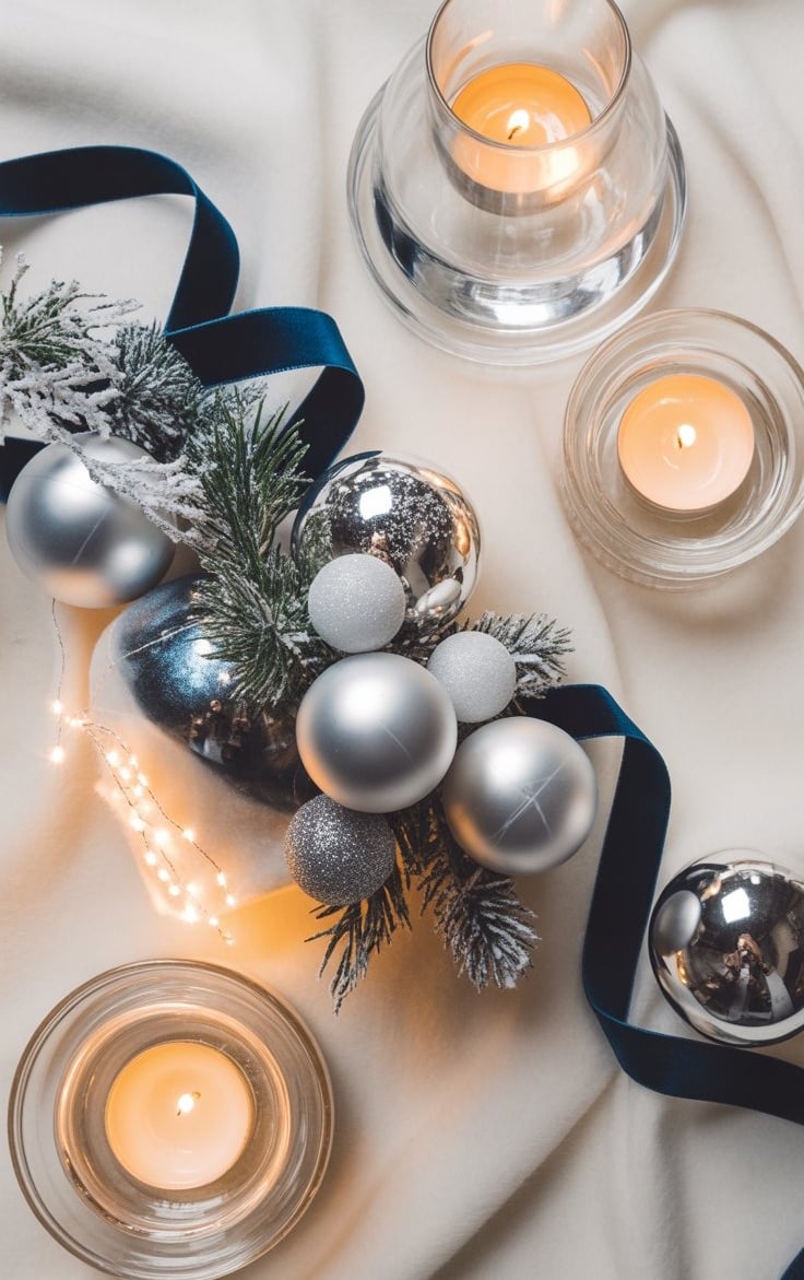 a table with candles and candles on it