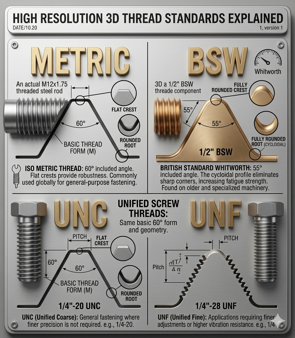 UNC Thread UNF BSW BSF Metric Thread NPT Thread BSP Thread