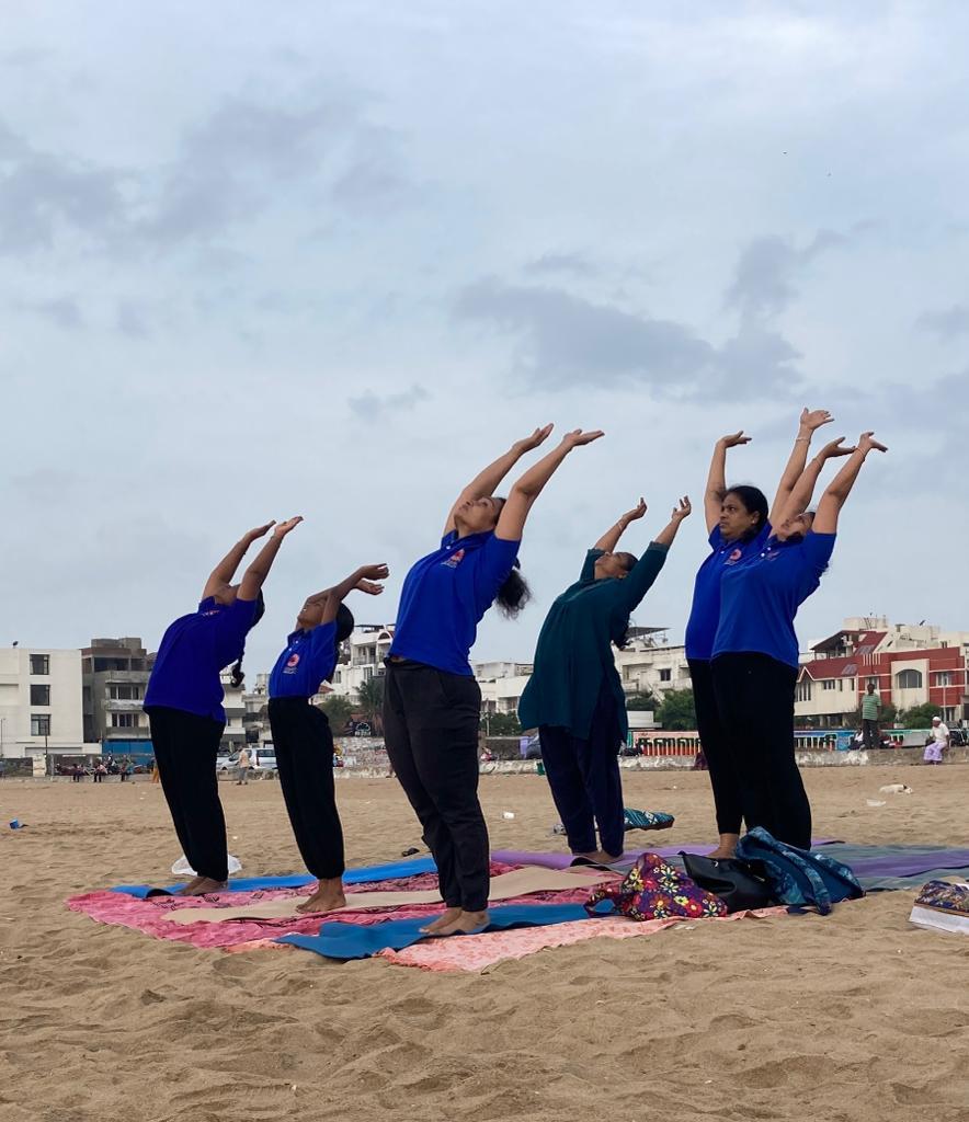 beach yoga class
