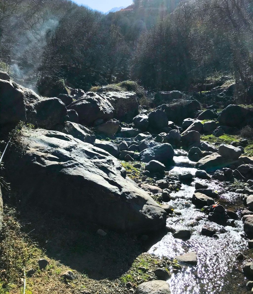 A creek with large rocks