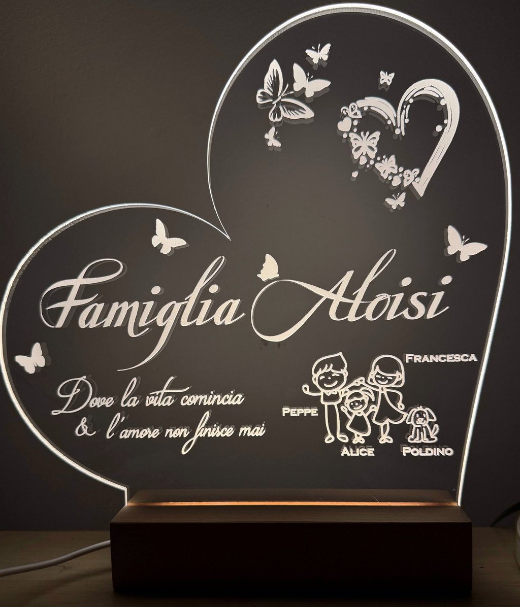 Lampada led in plexiglass personalizzata