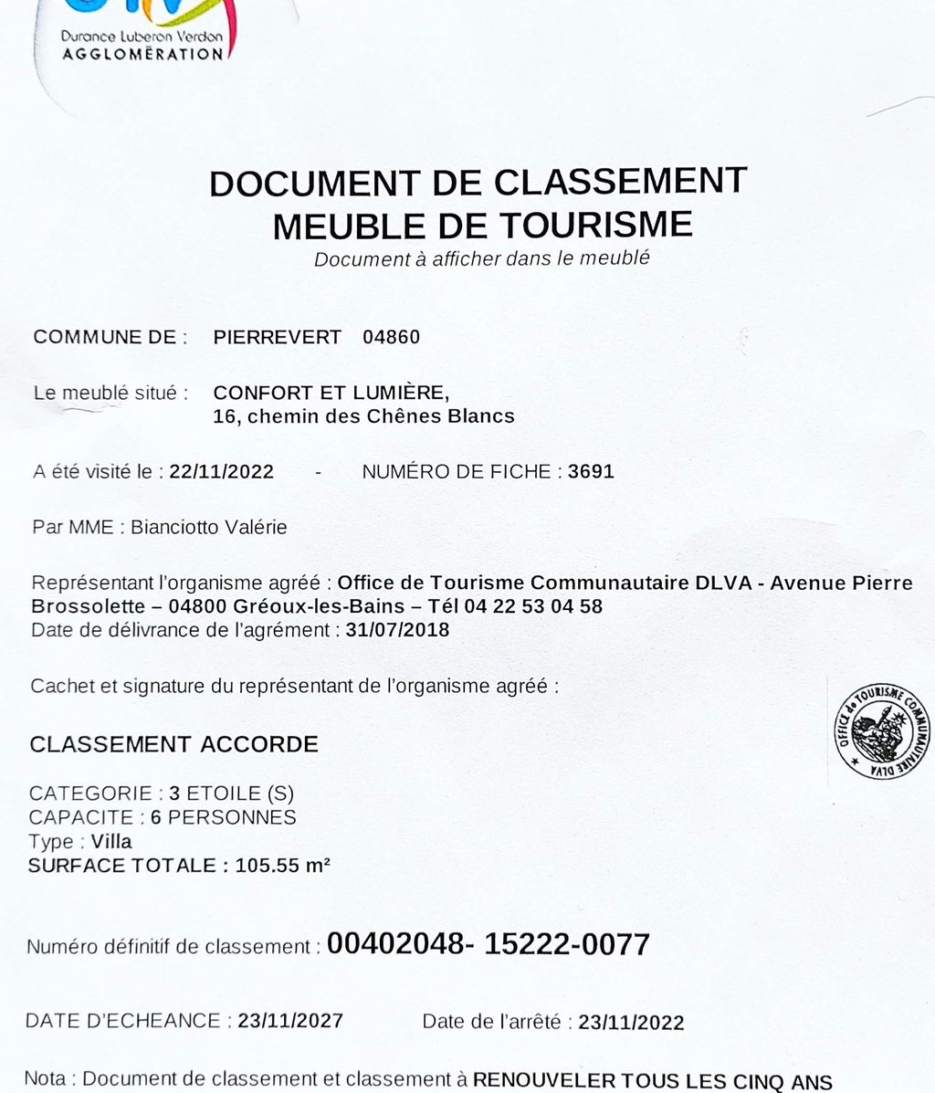 Classement meublé de tourisme confort et lumière