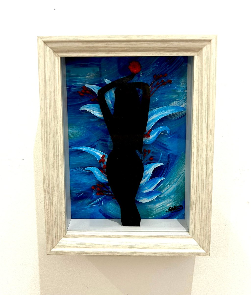 a painting of a woman in a black dress