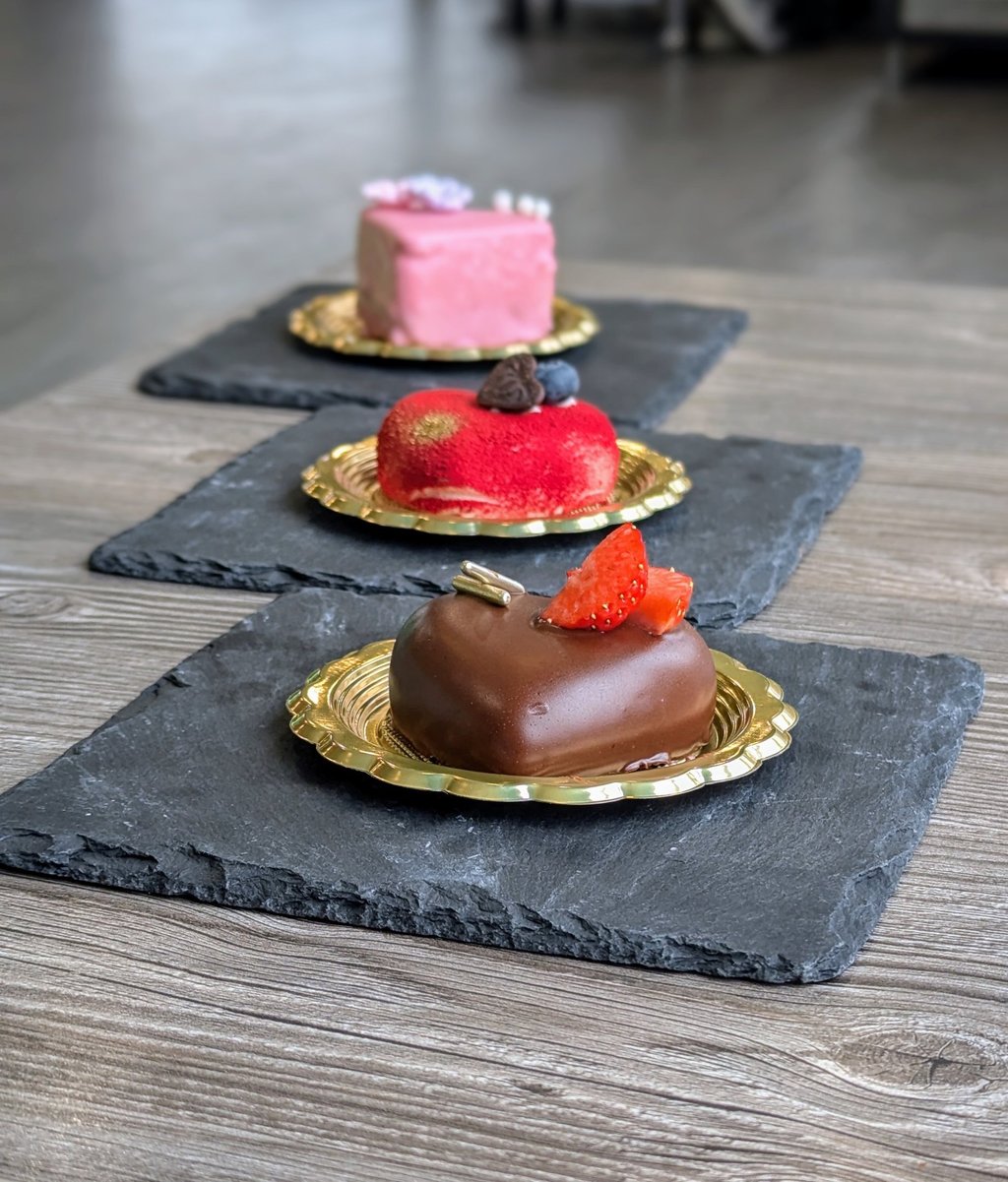 Brglez slaščičarna valentinova srca čokolada, cheescake jagoda in malina z belo čokoldao in